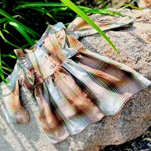 Tan and Brown Long sleeve Casual Sundress with Crew Neck